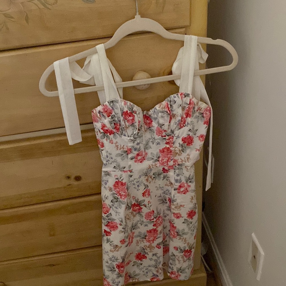 Beginning boutique floral coquette mini dress